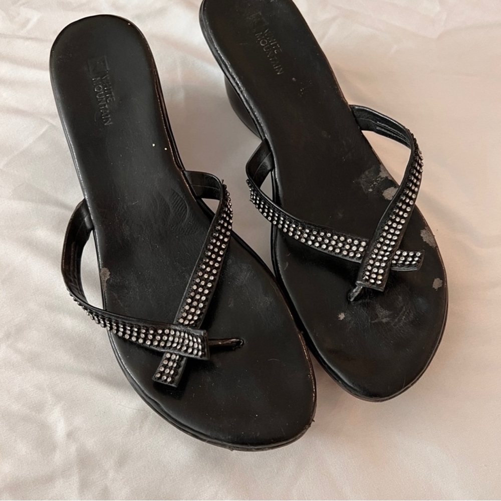 White Mountain Black Sparkle Sandals